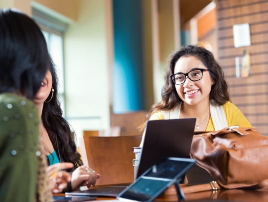 A photograph of students studying