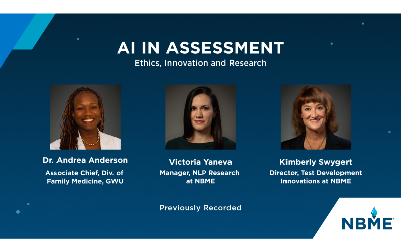 thumbnail of ai in assessment webinar video showing headshots of three presenters
