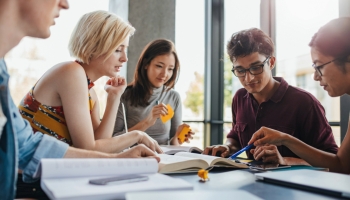 A group of students studying together. 